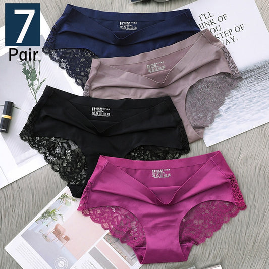 7Pcs Women's Pants exy Panties 2022 Women's Iace lingerie Solid Color Seamless briefs Mid-Rise Briefs Woman cotton underwear